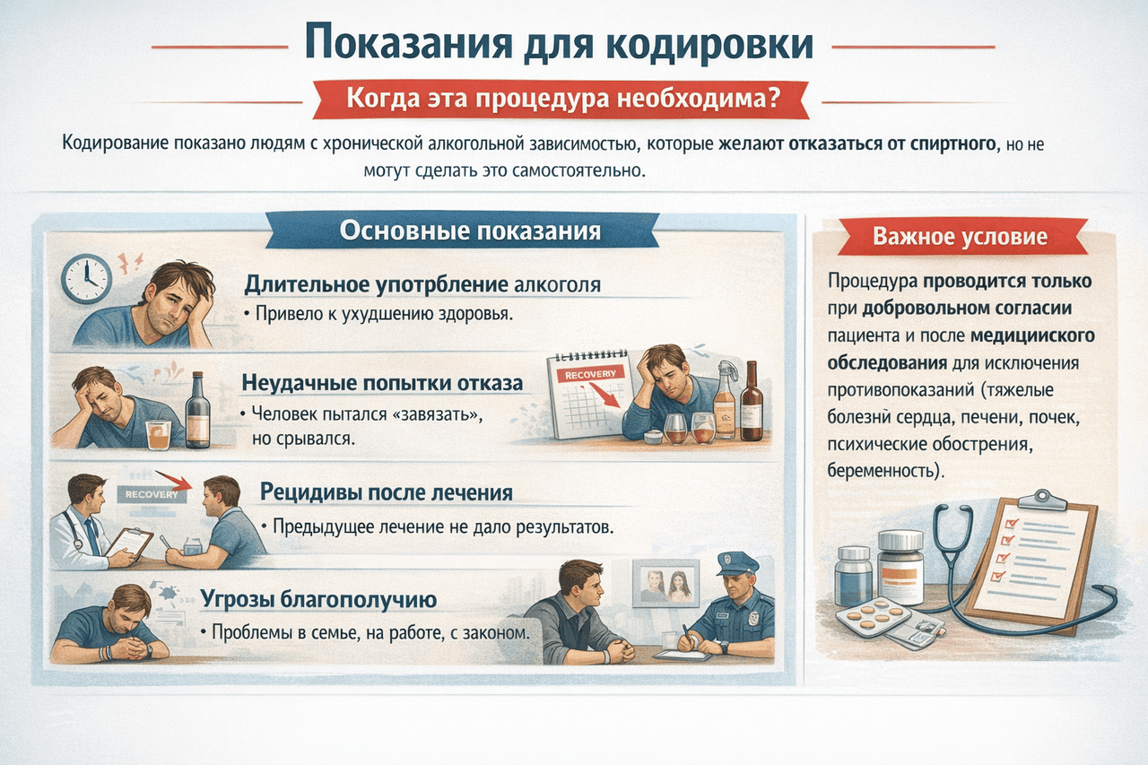 Показания для кодирования от алкоголя